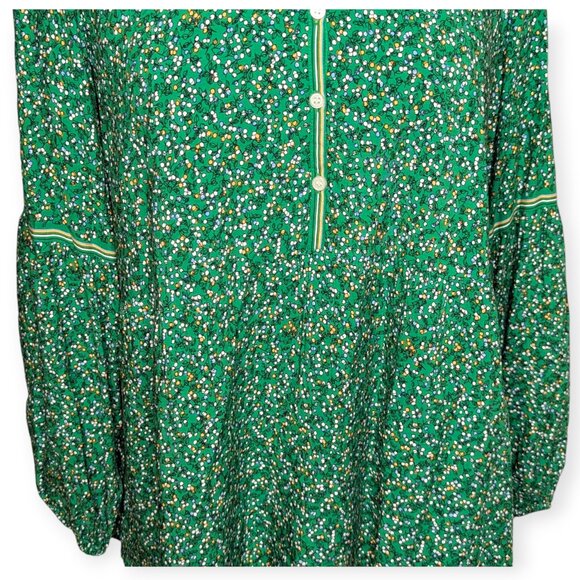 Max Studio Green Floral Peasant Bohemian Blouse Tunic Top Womens Size 1X NWT - Picture 3 of 16